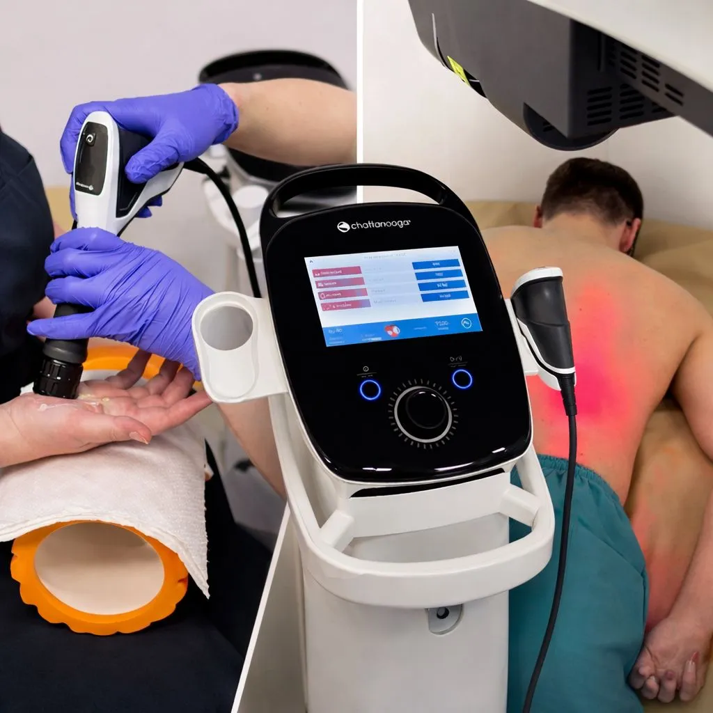 Echipament fizioterapie Chattanooga — terapie shockwave și laser la Clinica Medicală TrifMed Fălticeni